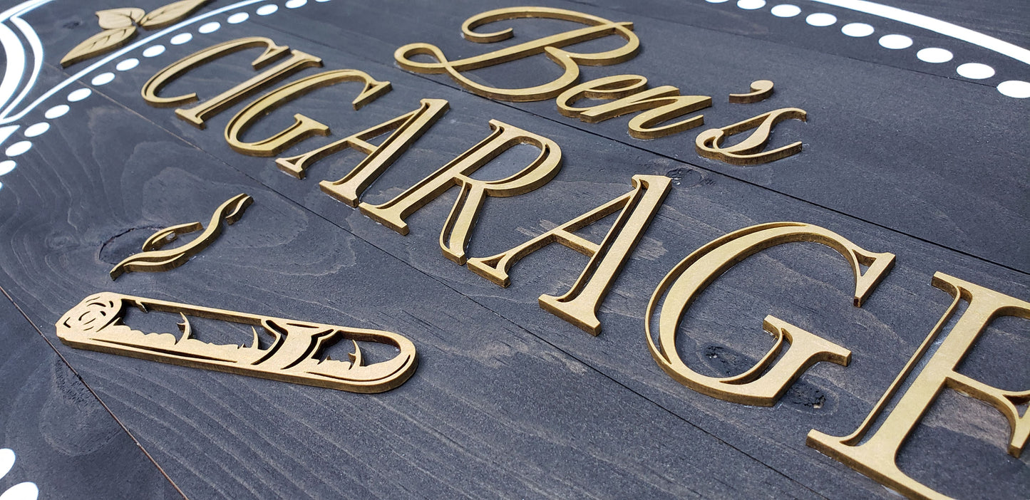 Cigar Lounge Wood Sign