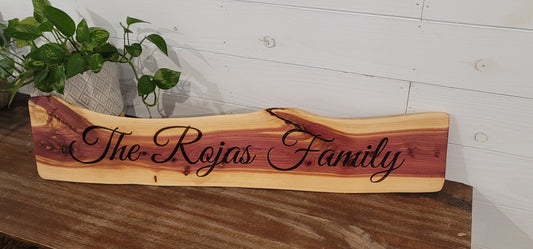Live Edge Cedar Wood Sign - Custom