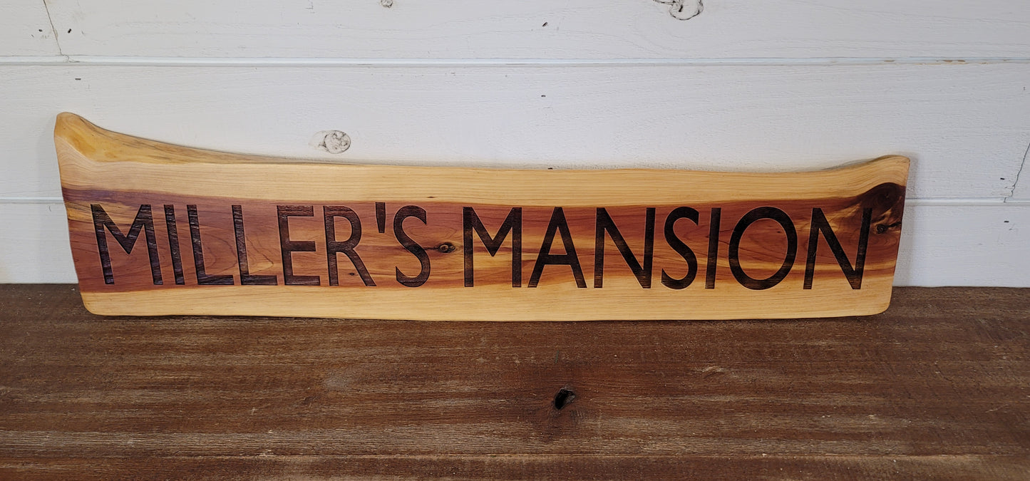 Live Edge Cedar Wood Sign - Custom
