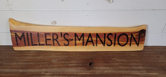 Live Edge Cedar Wood Sign - Custom