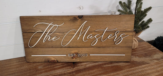 Last Name - EST XXXX - Custom 3D Wood Sign