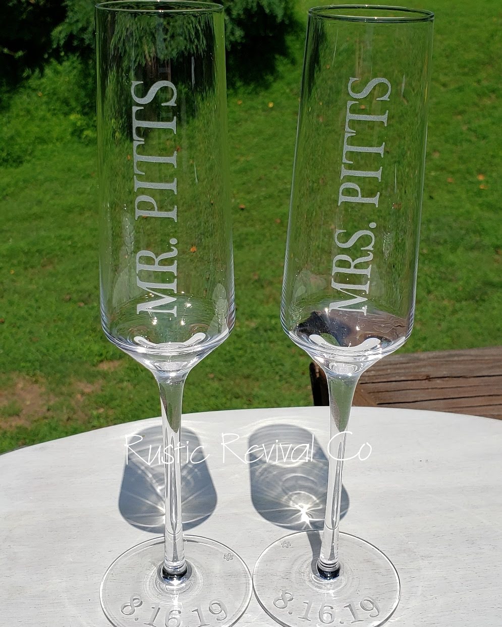 Crystal Champagne Flutes - Custom Last Name