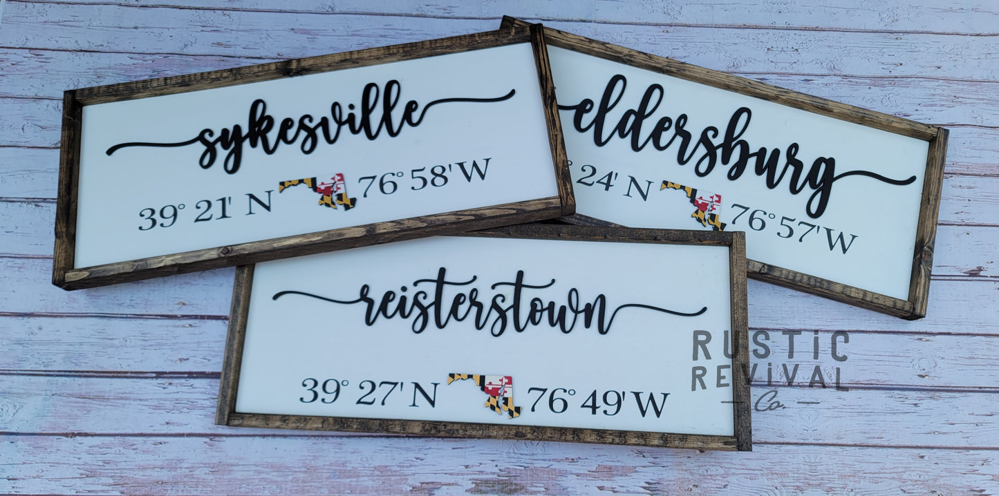 Coordinates TOWN Sign