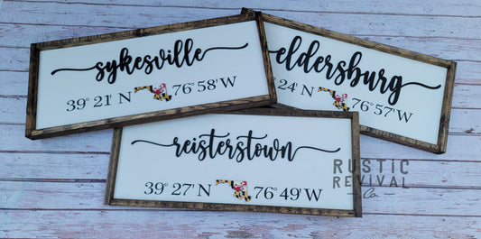 Coordinates TOWN Sign