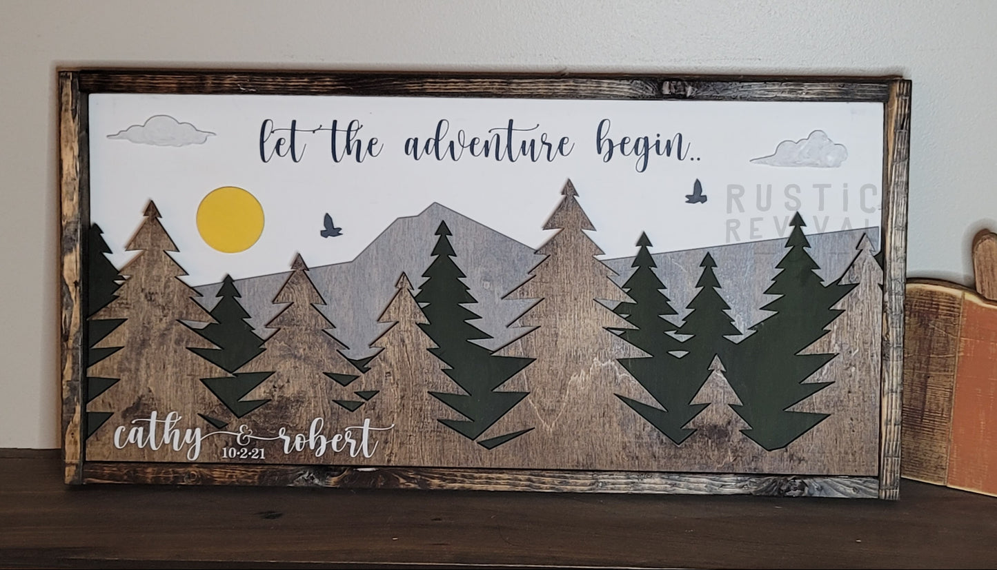 Mountain Scene 3d Wood Art