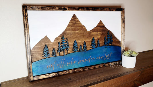 Mountain Scene 3d Wood Art