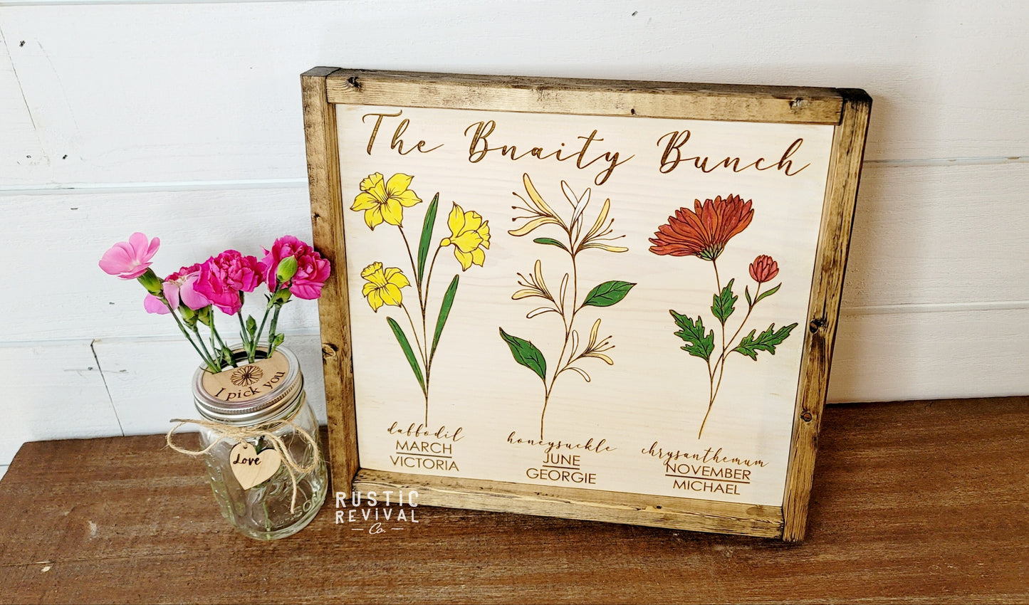 Birth Flower Signs - Custom, Engraved & Hand Painted Wood Art