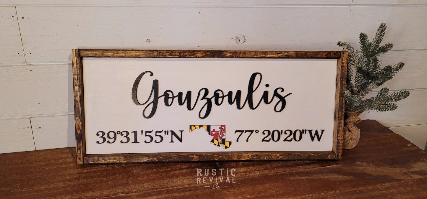 Coordinates Custom Wood Sign