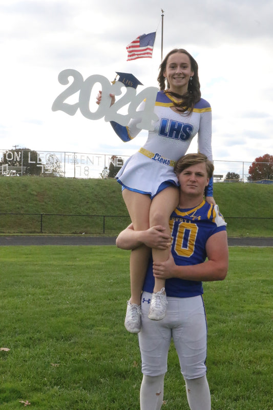 Graduate Year Wood Photo Op Sign with School Initials