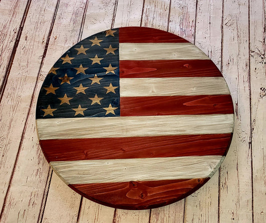 American Flag Round - With Custom Last Name