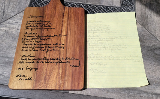 Recipe Board - Custom Handwriting