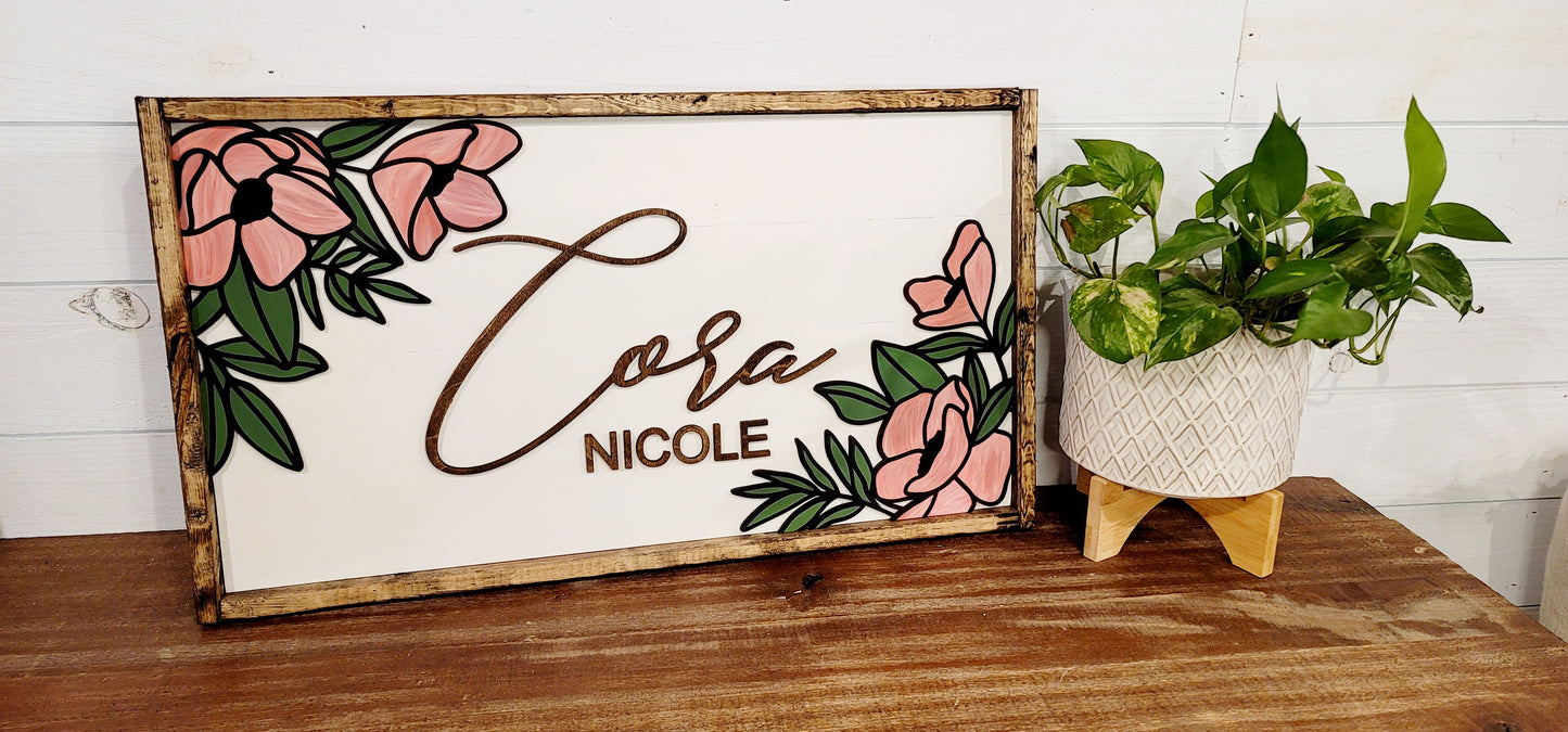 Nursery Sign - Floral