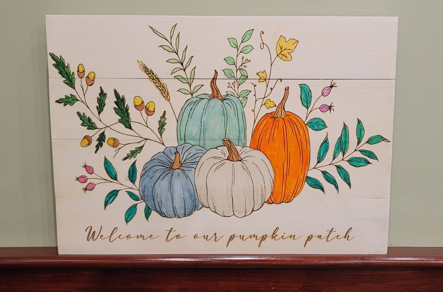 Pumpkin Patch Wood Sign - Choose your number of pumpkins & Wording