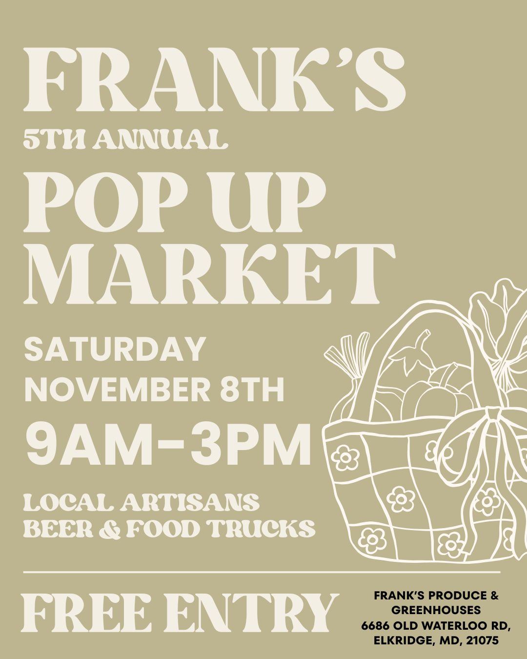 11/8 Franks Pop Up Market - Elkridge