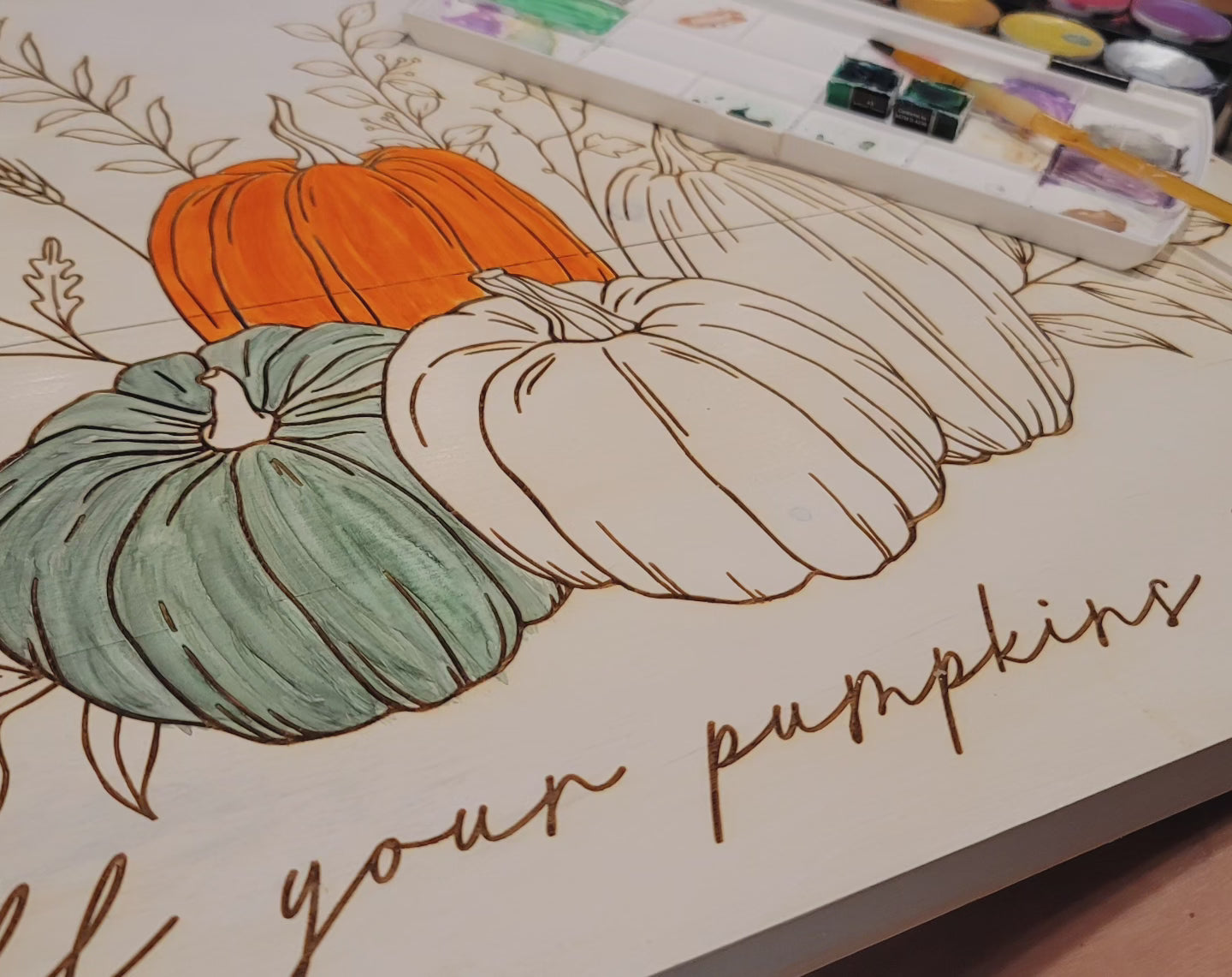 Pumpkin Patch Wood Sign - Choose your number of pumpkins & Wording