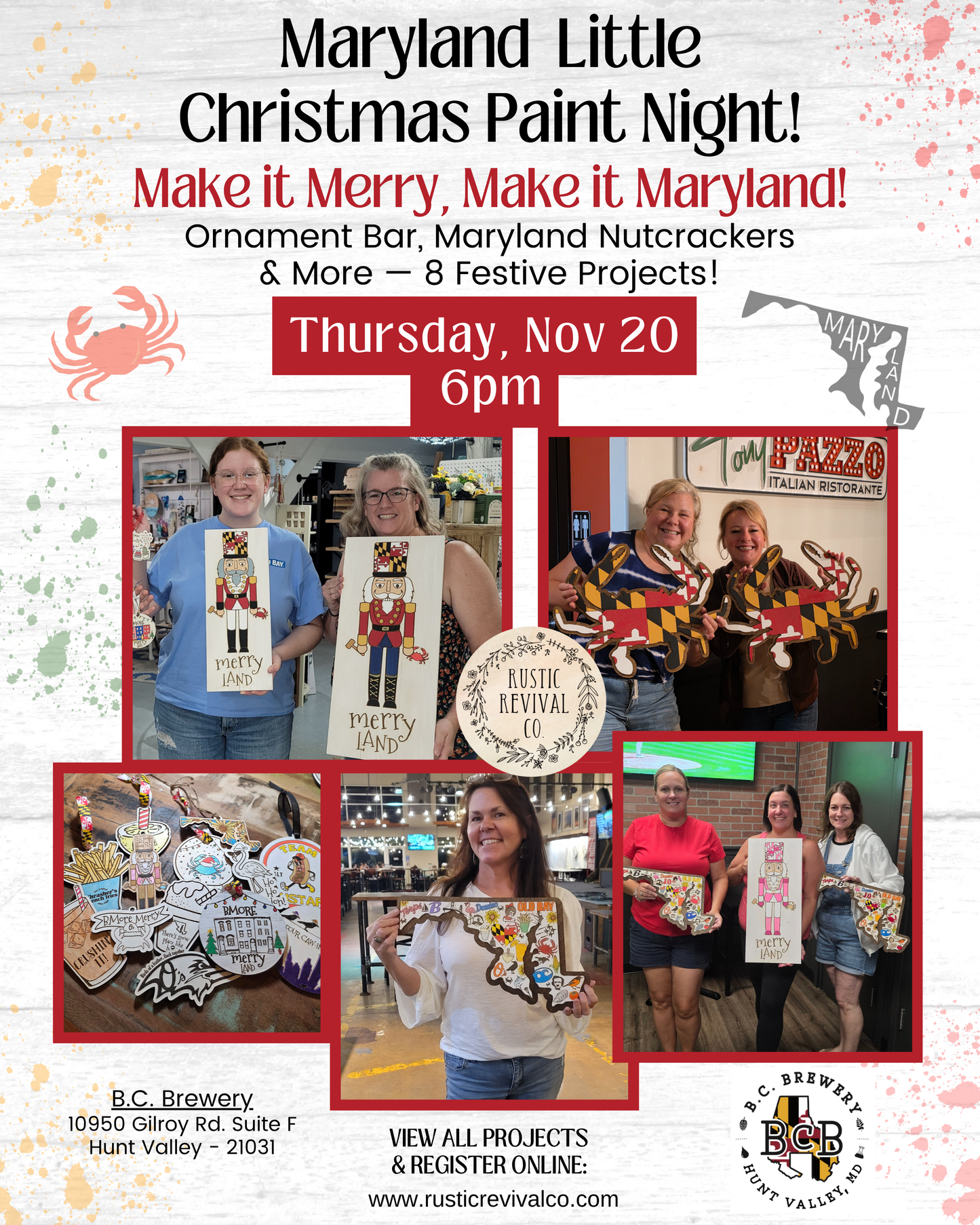 11/20 6pm - Maryland Little Christmas Holiday Paint Night - BCBrewery - Hunt Valley