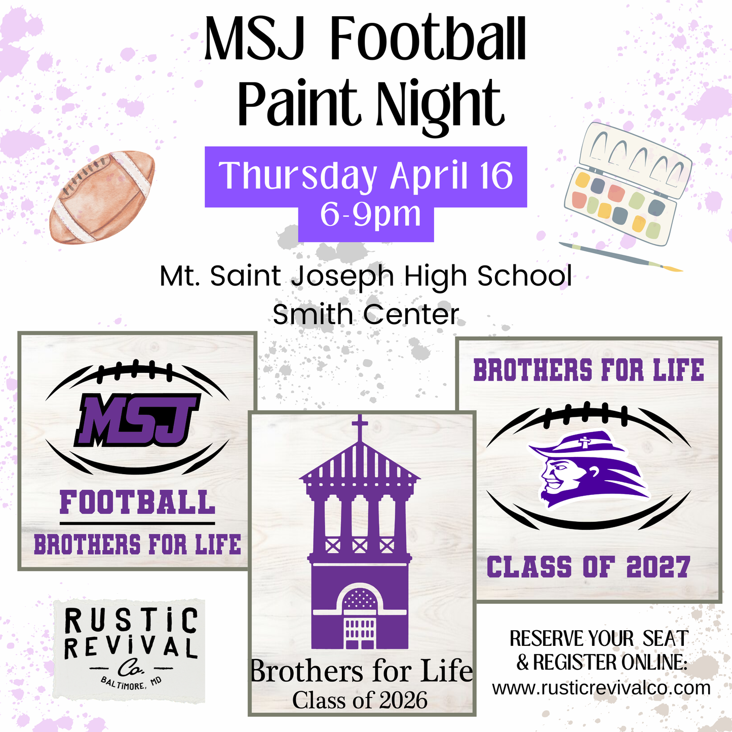 4/16 - MSJ Football Paint Night - Private Event 6-PM
