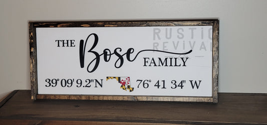 Coordinates Custom Wood Sign