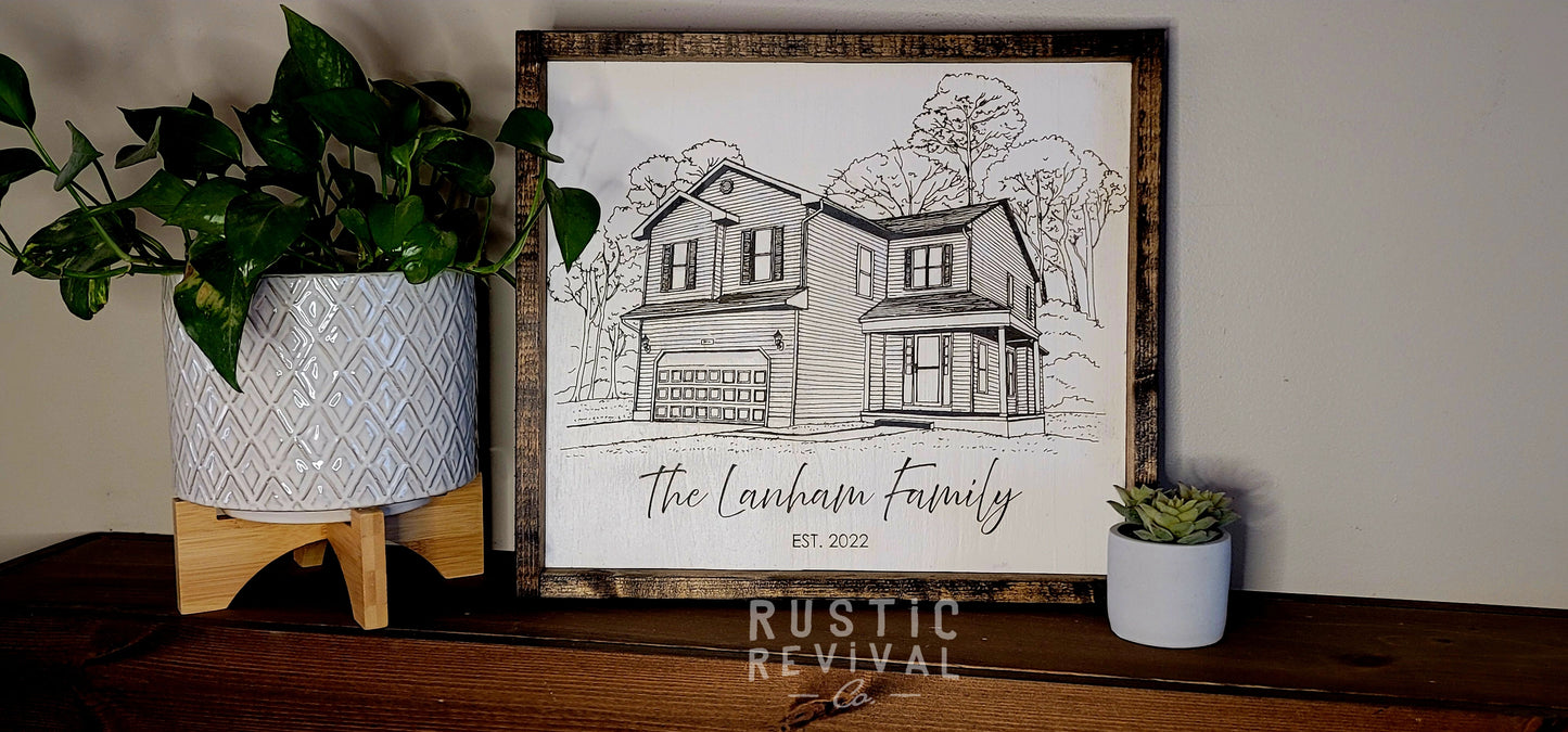 Personalized Wooden Home & Business Portraits