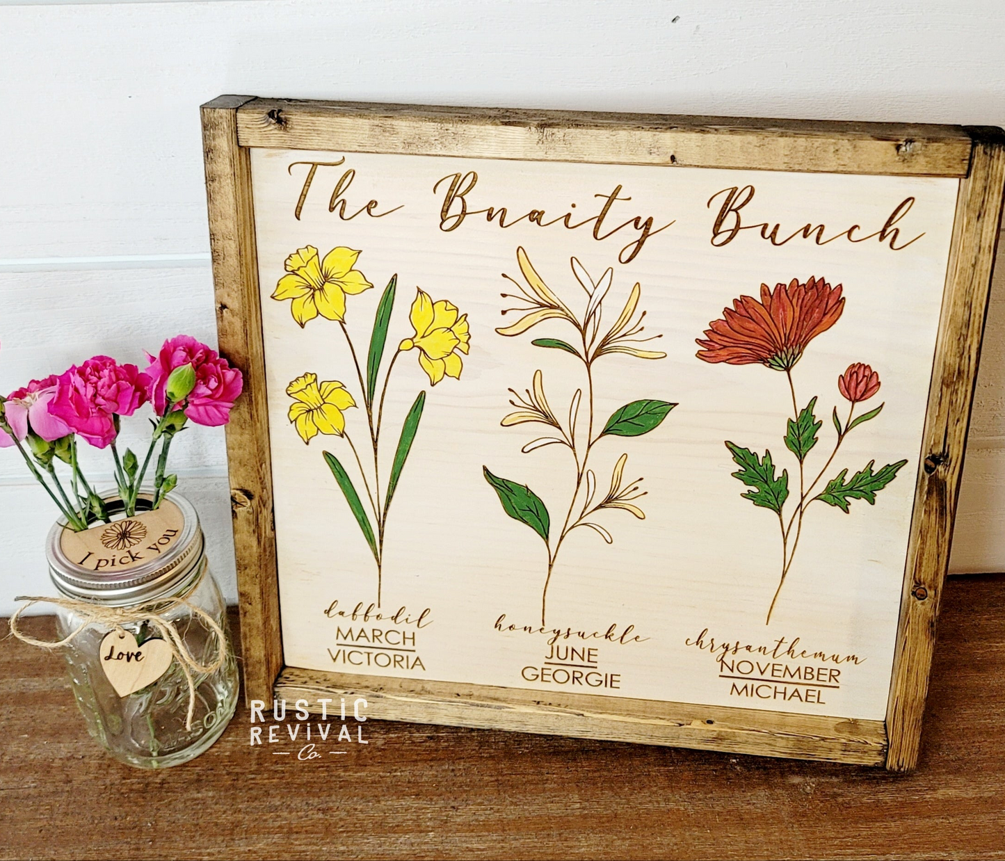 Birth Flower Signs - Custom, Engraved & Hand Painted Wood Art