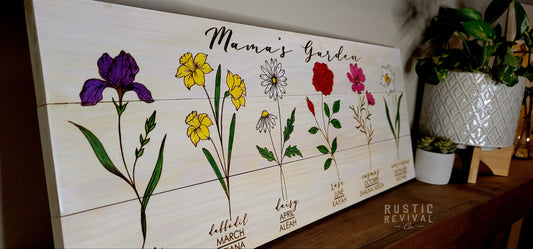 Birth Flower Signs - Custom, Engraved & Hand painted Woodart